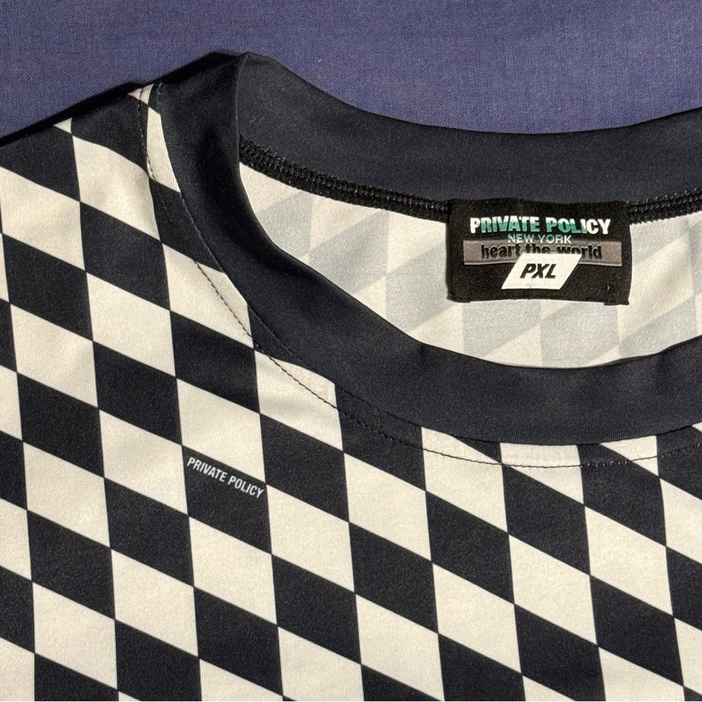 Private Policy NYC black and white checkerboard t-shirt - Picture 4 of 5